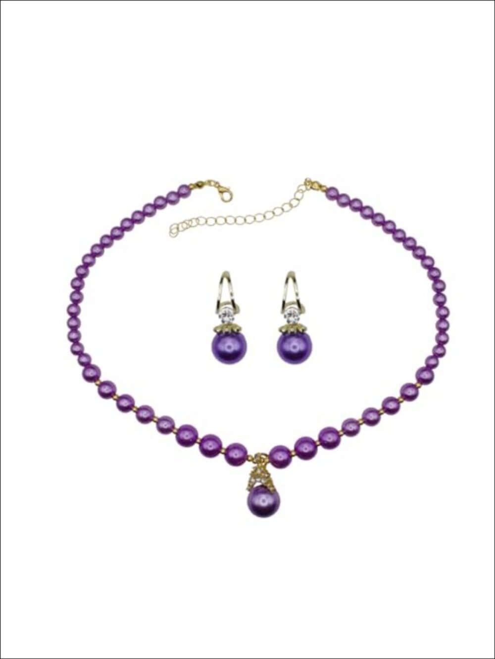Pearl Bow Necklace & Earring Set Gold Silver Plated Adjustable Hypoallergenic